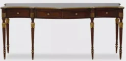 Casa Padrino Luxus Barock Konsole Dunkelbraun / Antik Gold - Handgefertigter Massivholz Konsolentisch mit 4 Schubladen - Luxus Wohnzimmer Möbel im Barockstil - Barock Möbel - Barock Einrichtung
