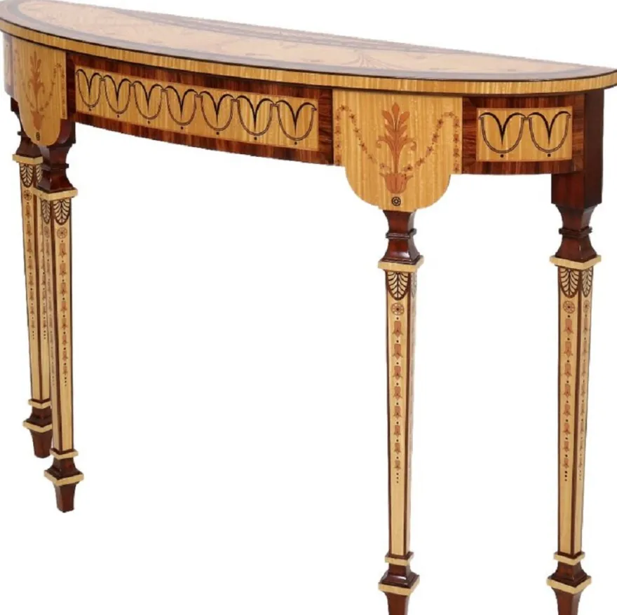 Casa Padrino Luxus Barock Konsole Naturfarben / Braun 120 cm - Handgefertigter Massivholz Konsolentisch mit Schublade - Luxus Wohnzimmer Möbel im Barockstil - Barock Möbel - Barock Einrichtung