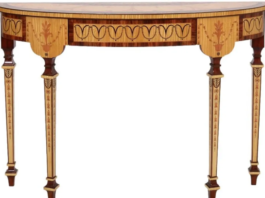 Casa Padrino Luxus Barock Konsole Naturfarben / Braun 120 cm - Handgefertigter Massivholz Konsolentisch mit Schublade - Luxus Wohnzimmer Möbel im Barockstil - Barock Möbel - Barock Einrichtung