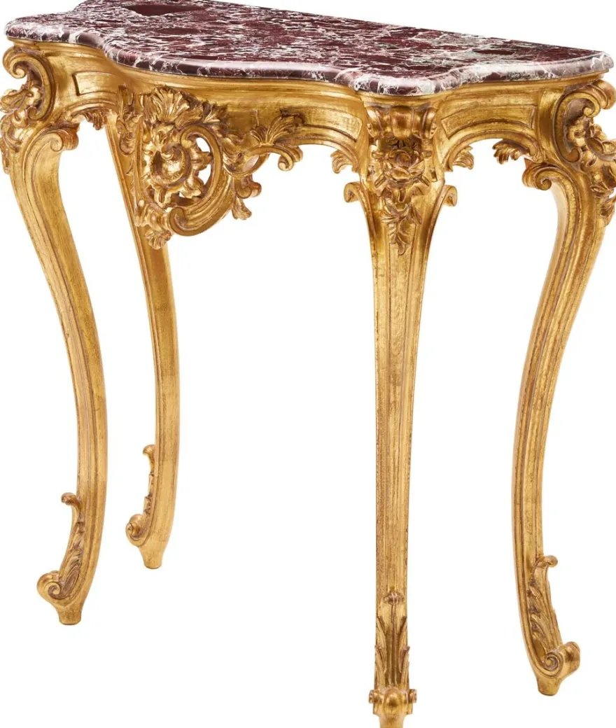 Casa Padrino Luxus Barock Konsole mit Marmorplatte Gold / Rot 93 x H. 88 cm - Barock Möbel - Made in Italy