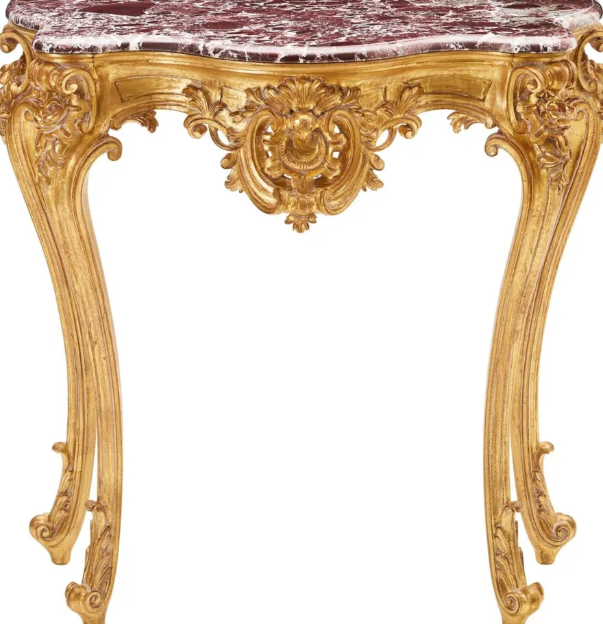 Casa Padrino Luxus Barock Konsole mit Marmorplatte Gold / Rot 93 x H. 88 cm - Barock Möbel - Made in Italy