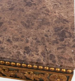 Casa Padrino Luxus Barock Konsole Grau / Antik Gold / Braun - Handgefertigter Massivholz Konsolentisch mit edlen Verzierungen und Marmorplatte - Barock Möbel