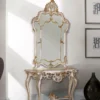 Casa Padrino Luxus Barock Konsole Weiß / Antik Gold - Handgefertigter Massivholz Konsolentisch - Barock Möbel - Luxus Qualität - Made in Italy