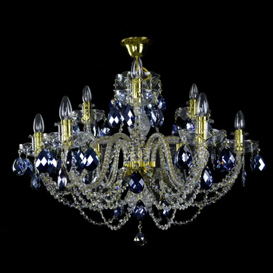 Casa Padrino Luxus Barock Kristall Kronleuchter Gold Ø 80 x H. 60 cm - Prunkvolle Messing Kronleuchter mit böhmischem Kristallglas - Barock Möbel - Edel & Prunkvoll