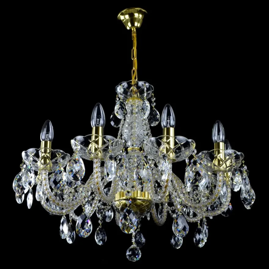 Casa Padrino Luxus Barock Kristall Kronleuchter Gold Ø 66 x H. 53 cm - Prunkvolle Messing Kronleuchter mit böhmischem Kristallglas - Barock Möbel - Edel & Prunkvoll