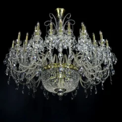 Casa Padrino Luxus Barock Kristall Kronleuchter Gold Ø 140 x H. 120 cm - Prunkvolle Messing Kronleuchter mit böhmischem Kristallglas - Barock Möbel - Edel & Prunkvoll