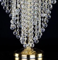 Casa Padrino Luxus Barock Kristall Tischleuchte Gold Ø 30 x H. 50 cm - Prunkvolle Schreibtischleuchte mit Böhmischem Kristallglas - Barock Kristall Leuchten