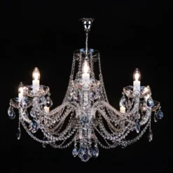 Casa Padrino Luxus Barock Kristall Kronleuchter Silber Ø 82 x H. 56 cm - Prunkvolle Messing Kronleuchter mit böhmischem Kristallglas - Barock Möbel - Edel & Prunkvoll