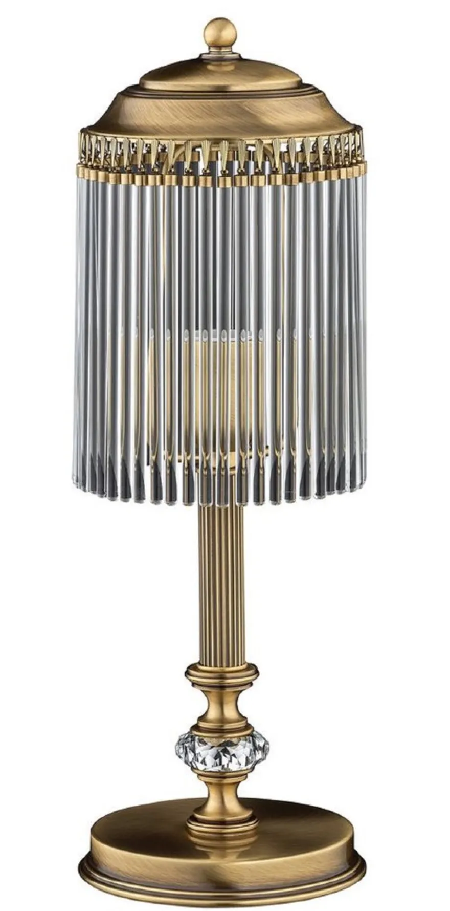 Casa Padrino Luxus Barock Kristall Tischleuchte Messing mit Patina H. 47 cm