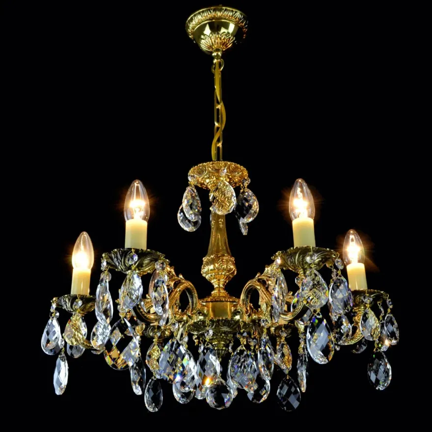 Casa Padrino Luxus Barock Kristall Kronleuchter Gold Ø 54 x H. 40 cm - Prunkvolle Messing Kronleuchter mit böhmischem Kristallglas - Barock Möbel - Edel & Prunkvoll