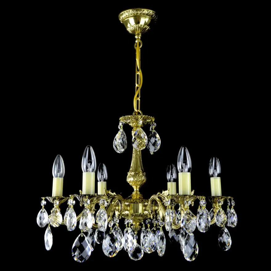 Casa Padrino Luxus Barock Kristall Kronleuchter Gold Ø 54 x H. 40 cm - Prunkvolle Messing Kronleuchter mit böhmischem Kristallglas - Barock Möbel - Edel & Prunkvoll