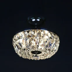 Casa Padrino Luxus Barock Kristall Deckenleuchte Silber Ø 30 x H. 16 cm - Prunkvolle Messing Deckenleuchte mit böhmischem Kristallglas - Barock Möbel - Edel & Prunkvoll