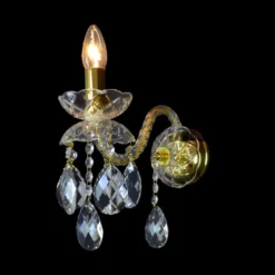 Casa Padrino Luxus Barock Kristall Wandleuchte Gold 22 x 14 x H. 22 cm - Prunkvolle Messing Wandleuchte mit böhmischem Kristallglas - Barock Möbel - Edel & Prunkvoll