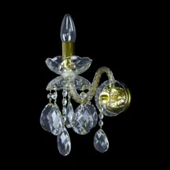 Casa Padrino Luxus Barock Kristall Wandleuchte Gold 22 x 14 x H. 22 cm - Prunkvolle Messing Wandleuchte mit böhmischem Kristallglas - Barock Möbel - Edel & Prunkvoll