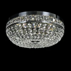 Casa Padrino Luxus Barock Kristall Deckenleuchte Silber Ø 40 x H. 17 cm - Prunkvolle Messing Deckenleuchte mit böhmischem Kristallglas - Barock Möbel - Edel & Prunkvoll