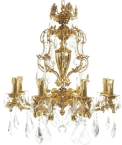 Casa Padrino Luxus Barock Kristall Kronleuchter Gold Ø 70 x H. 80 cm - Prunkvoller Messing Kronleuchter mit edlem Kristallglas - Barock Wohnzimmer Kronleuchter - Barock Hotel Kronleuchter