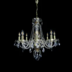 Casa Padrino Luxus Barock Kristall Kronleuchter Gold Ø 55 x H. 57 cm - Prunkvolle Messing Kronleuchter mit böhmischem Kristallglas - Barock Möbel - Edel & Prunkvoll