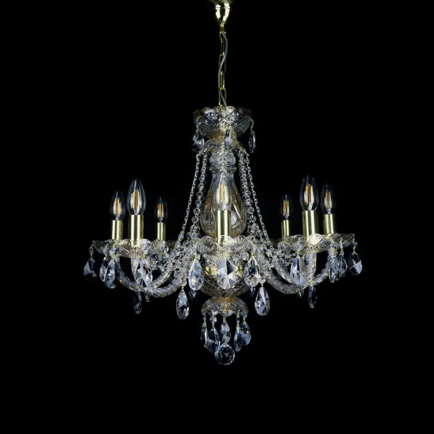 Casa Padrino Luxus Barock Kristall Kronleuchter Gold Ø 55 x H. 57 cm - Prunkvolle Messing Kronleuchter mit böhmischem Kristallglas - Barock Möbel - Edel & Prunkvoll