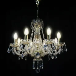 Casa Padrino Luxus Barock Kristall Kronleuchter Gold Ø 55 x H. 57 cm - Prunkvolle Messing Kronleuchter mit böhmischem Kristallglas - Barock Möbel - Edel & Prunkvoll