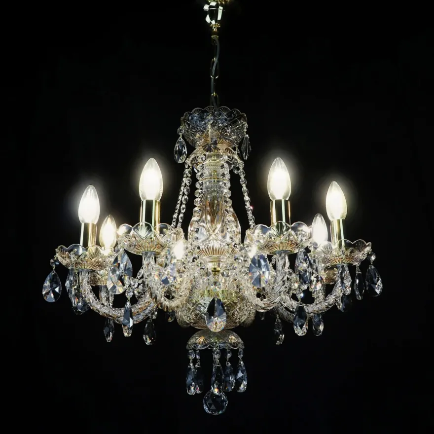 Casa Padrino Luxus Barock Kristall Kronleuchter Gold Ø 55 x H. 57 cm - Prunkvolle Messing Kronleuchter mit böhmischem Kristallglas - Barock Möbel - Edel & Prunkvoll