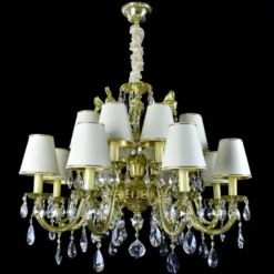Casa Padrino Luxus Barock Kristall Kronleuchter Gold Ø 78 x H. 65 cm - Prunkvolle Messing Kronleuchter mit böhmischem Kristallglas - Barock Möbel - Edel & Prunkvoll