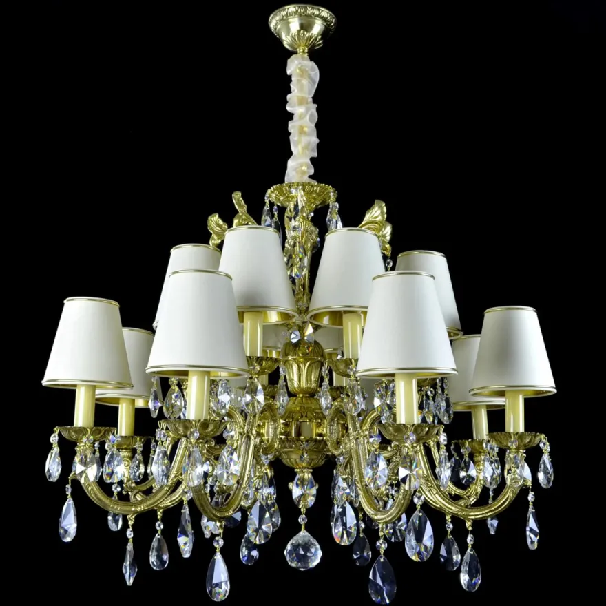Casa Padrino Luxus Barock Kristall Kronleuchter Gold Ø 78 x H. 65 cm - Prunkvolle Messing Kronleuchter mit böhmischem Kristallglas - Barock Möbel - Edel & Prunkvoll