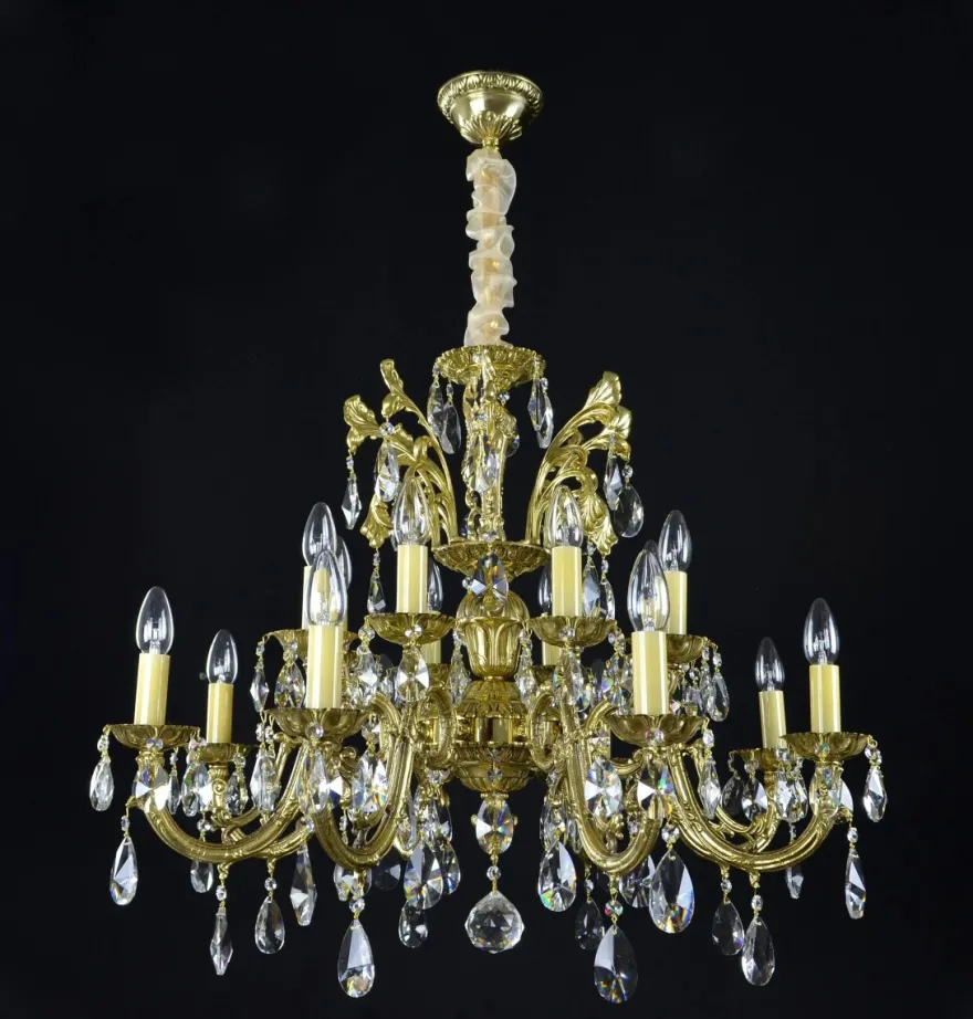 Casa Padrino Luxus Barock Kristall Kronleuchter Gold Ø 78 x H. 65 cm - Prunkvolle Messing Kronleuchter mit böhmischem Kristallglas - Barock Möbel - Edel & Prunkvoll