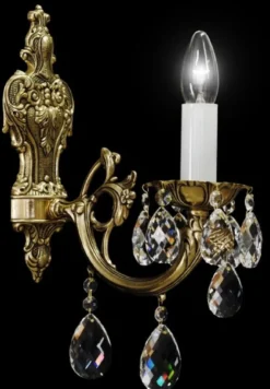 Casa Padrino Luxus Barock Kristall Wandleuchte Bronze H. 37 cm - Prunkvolle Wandlampe mit Böhmischem Kristallglas - Edel & Prunkvoll