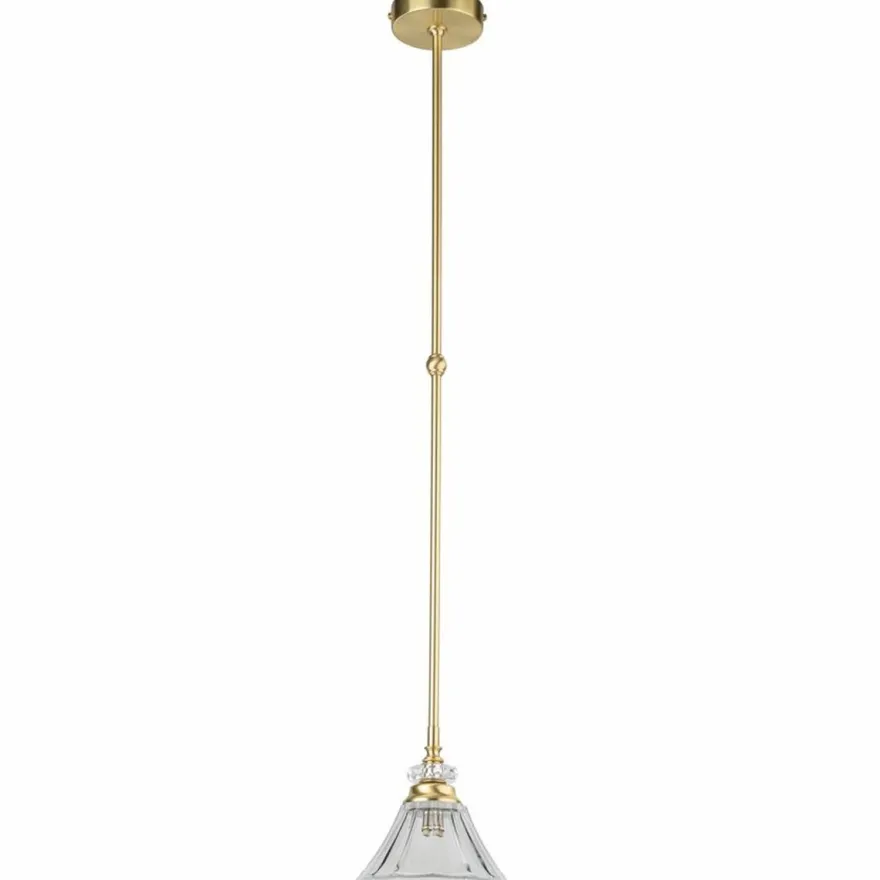 Casa Padrino Luxus Barock Kristall Hängeleuchte Matt Gold Ø 15 x H. 70 cm
