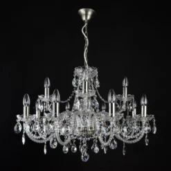 Casa Padrino Luxus Barock Kristall Kronleuchter Silber Ø 66 x H. 60 cm - Prunkvolle Messing Kronleuchter mit böhmischem Kristallglas - Barock Möbel - Edel & Prunkvoll