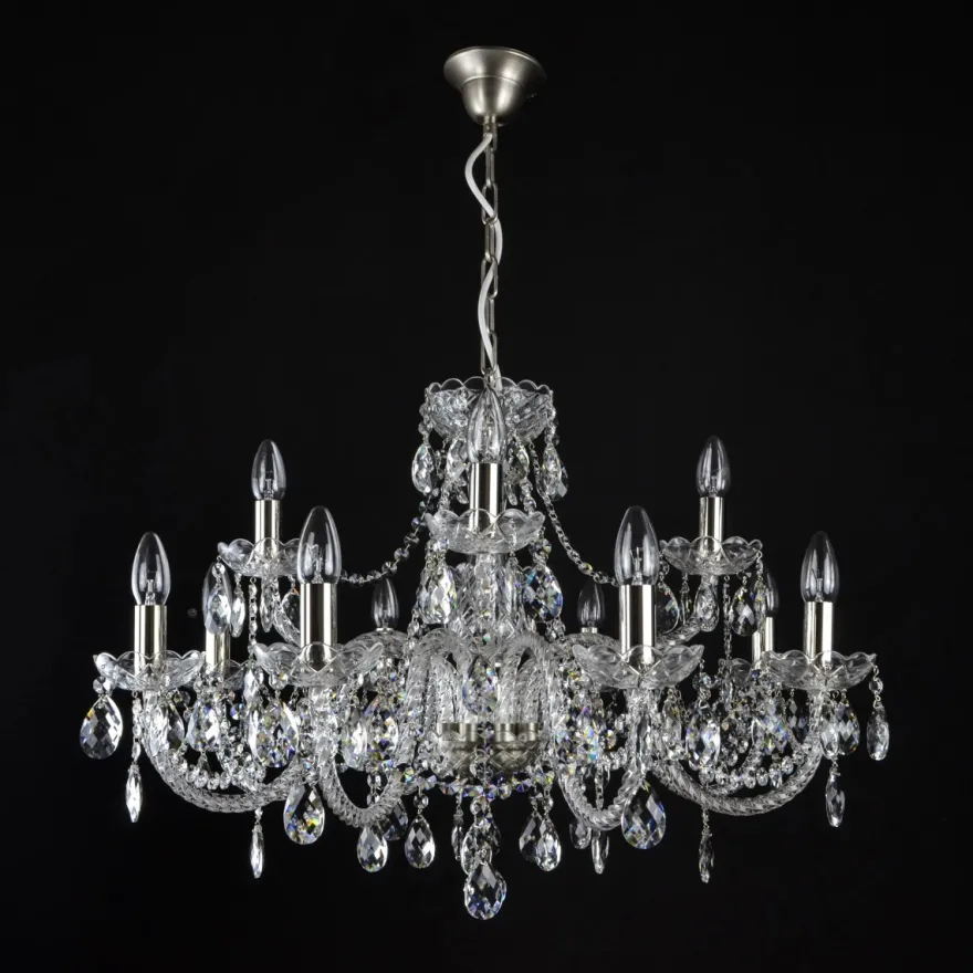 Casa Padrino Luxus Barock Kristall Kronleuchter Silber Ø 66 x H. 60 cm - Prunkvolle Messing Kronleuchter mit böhmischem Kristallglas - Barock Möbel - Edel & Prunkvoll