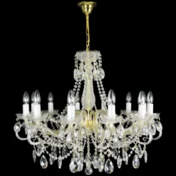 Casa Padrino Luxus Barock Kristall Kronleuchter Gold Ø 66 x H. 75 cm - Prunkvolle Messing Kronleuchter mit böhmischem Kristallglas - Barock Möbel - Edel & Prunkvoll