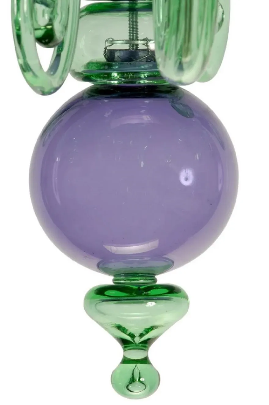 Casa Padrino Luxus Barock Kristallglas Kronleuchter Grün / Lila Ø 75 x H. 85 cm - Made in Italy