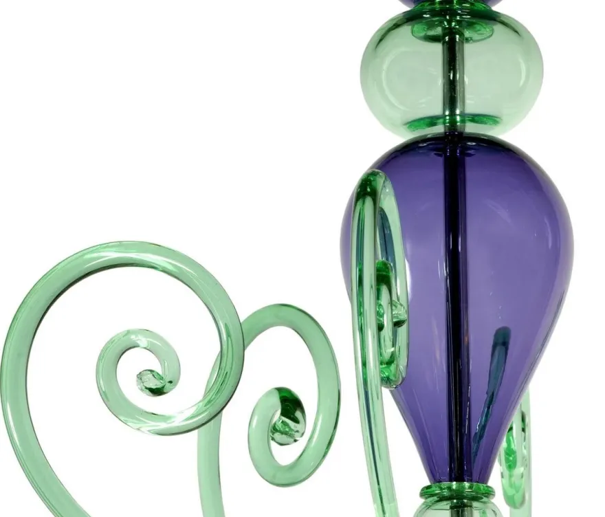 Casa Padrino Luxus Barock Kristallglas Kronleuchter Grün / Lila Ø 75 x H. 85 cm - Made in Italy