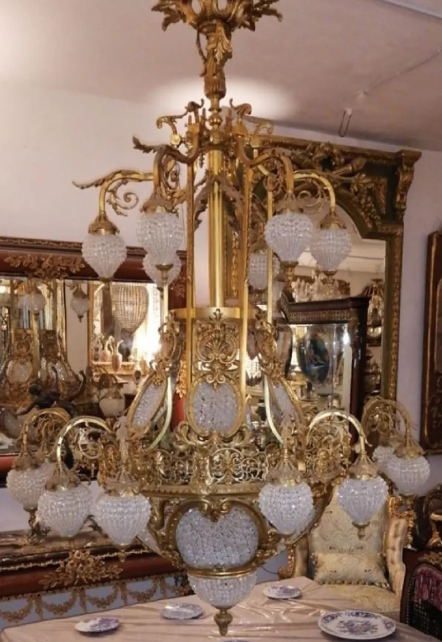 Casa Padrino Luxus Barock Kristall Kronleuchter Gold - Prunkvoller Barockstil Hotel Kronleuchter - Wohnzimmer Kronleuchter - Barock Kristall Leuchten - Barock Interior - Edel & Prunkvoll