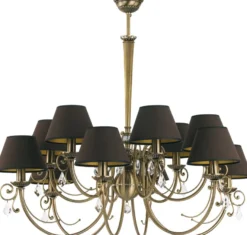 Casa Padrino Luxus Barock Kristall Kronleuchter Messing mit Patina / Dunkelbraun Ø 90 cm