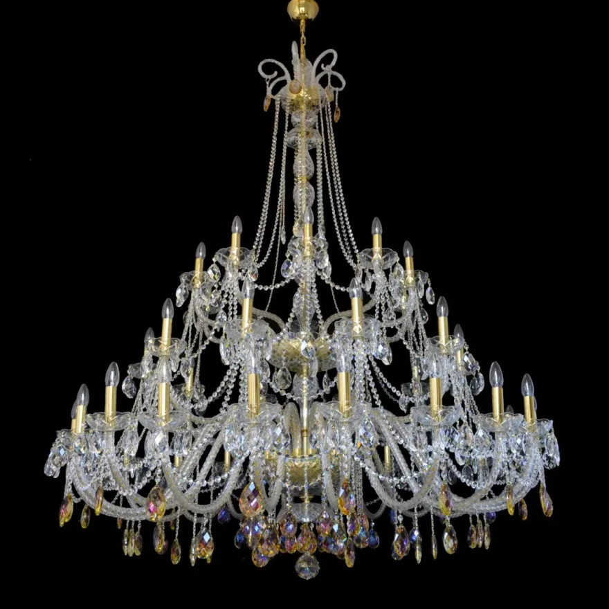 Casa Padrino Luxus Barock Kristall Kronleuchter Gold Ø 160 x H. 200 cm - Prunkvolle Messing Kronleuchter mit böhmischem Kristallglas - Barock Möbel - Edel & Prunkvoll