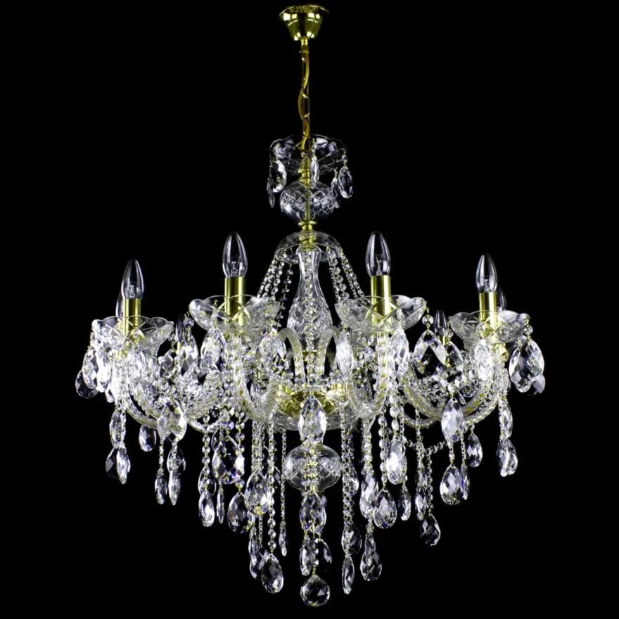 Casa Padrino Luxus Barock Kristall Kronleuchter Gold Ø 81 x H. 83 cm - Prunkvolle Messing Kronleuchter mit böhmischem Kristallglas - Barock Möbel - Edel & Prunkvoll