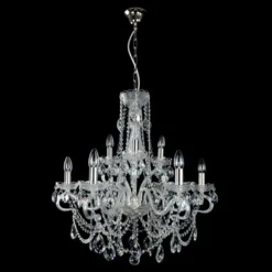 Casa Padrino Luxus Barock Kristall Kronleuchter Silber Ø 74 x H. 65 cm - Prunkvolle Messing Kronleuchter mit böhmischem Kristallglas - Barock Möbel - Edel & Prunkvoll