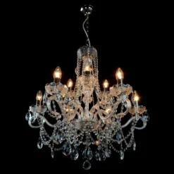 Casa Padrino Luxus Barock Kristall Kronleuchter Silber Ø 74 x H. 65 cm - Prunkvolle Messing Kronleuchter mit böhmischem Kristallglas - Barock Möbel - Edel & Prunkvoll