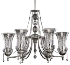 Casa Padrino Luxus Barock Kristall Kronleuchter Silber Ø 60 x H. 65 cm - Prunkvoller Wohnzimmer Kronleuchter im Barockstil - Edel & Prunkvoll