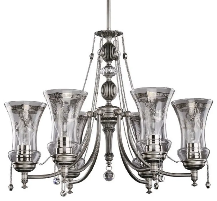Casa Padrino Luxus Barock Kristall Kronleuchter Silber Ø 60 x H. 65 cm - Prunkvoller Wohnzimmer Kronleuchter im Barockstil - Edel & Prunkvoll