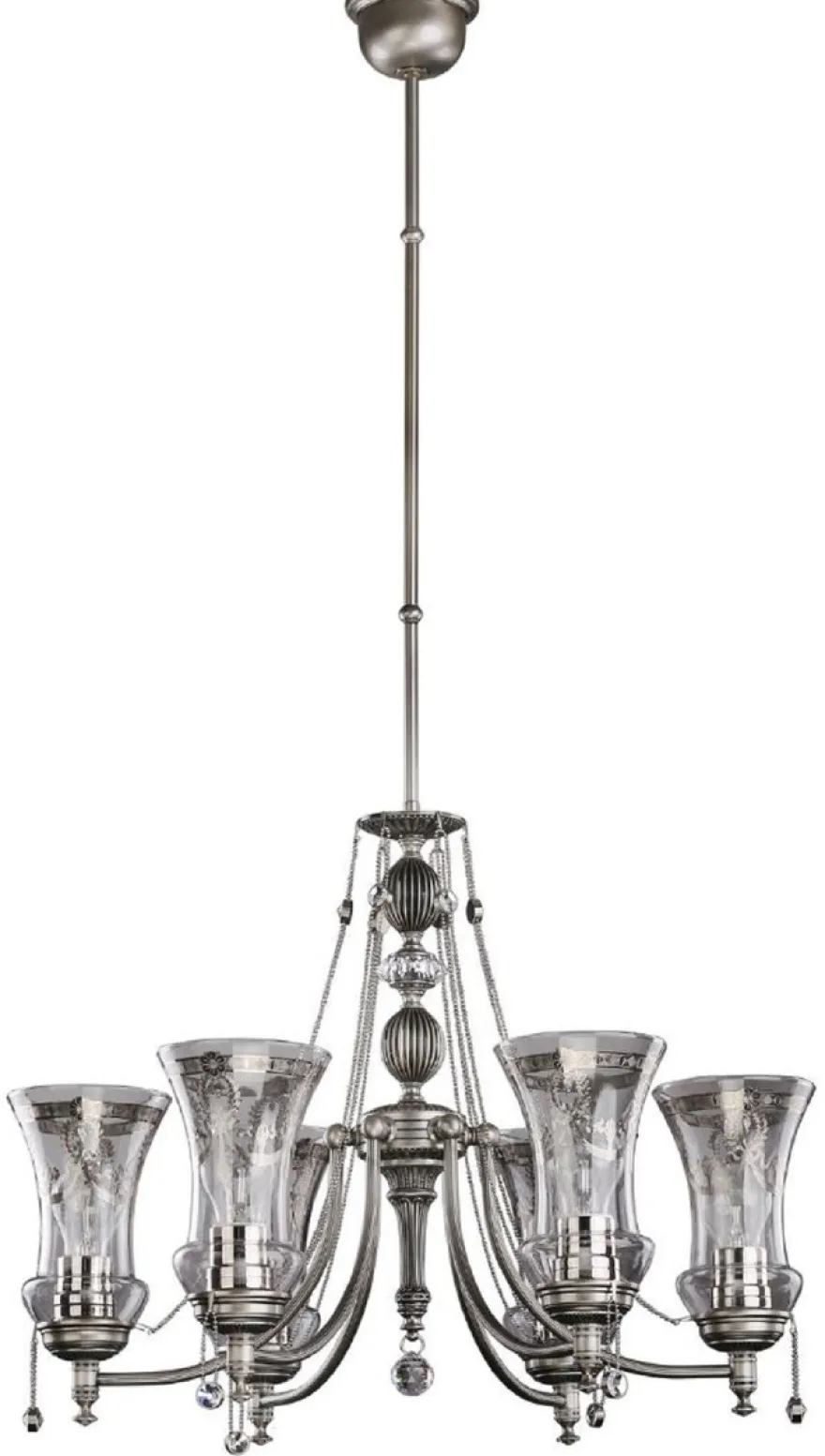 Casa Padrino Luxus Barock Kristall Kronleuchter Silber Ø 60 x H. 65 cm - Prunkvoller Wohnzimmer Kronleuchter im Barockstil - Edel & Prunkvoll