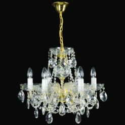 Casa Padrino Luxus Barock Kristall Kronleuchter Gold Ø 52 x H. 40 cm - Prunkvolle Messing Kronleuchter mit böhmischem Kristallglas - Barock Möbel - Edel & Prunkvoll
