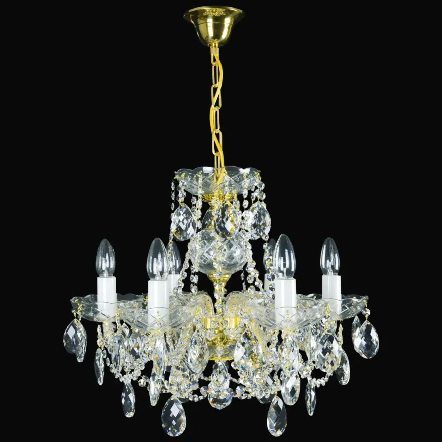 Casa Padrino Luxus Barock Kristall Kronleuchter Gold Ø 52 x H. 40 cm - Prunkvolle Messing Kronleuchter mit böhmischem Kristallglas - Barock Möbel - Edel & Prunkvoll