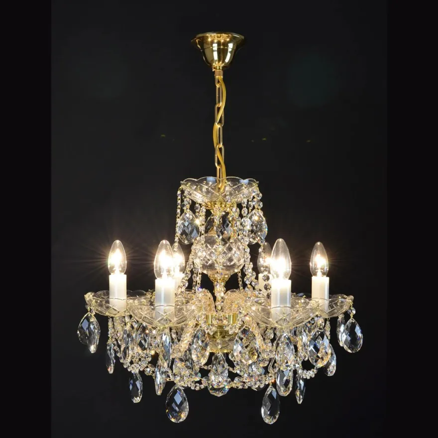 Casa Padrino Luxus Barock Kristall Kronleuchter Gold Ø 52 x H. 40 cm - Prunkvolle Messing Kronleuchter mit böhmischem Kristallglas - Barock Möbel - Edel & Prunkvoll