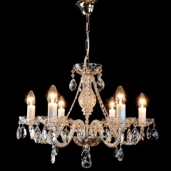 Casa Padrino Luxus Barock Kristall Kronleuchter Silber Ø 60 x H. 50 cm - Prunkvolle Messing Kronleuchter mit böhmischem Kristallglas - Barock Möbel - Edel & Prunkvoll
