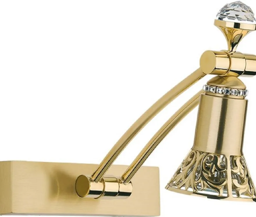 Casa Padrino Luxus Barock Kristall LED Wandleuchte / Leseleuchte Gold H. 20 cm