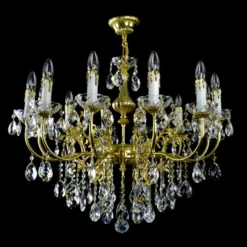 Casa Padrino Luxus Barock Kristall Kronleuchter Gold Ø 83 x H. 60 cm - Prunkvolle Messing Kronleuchter mit böhmischem Kristallglas - Barock Möbel - Edel & Prunkvoll