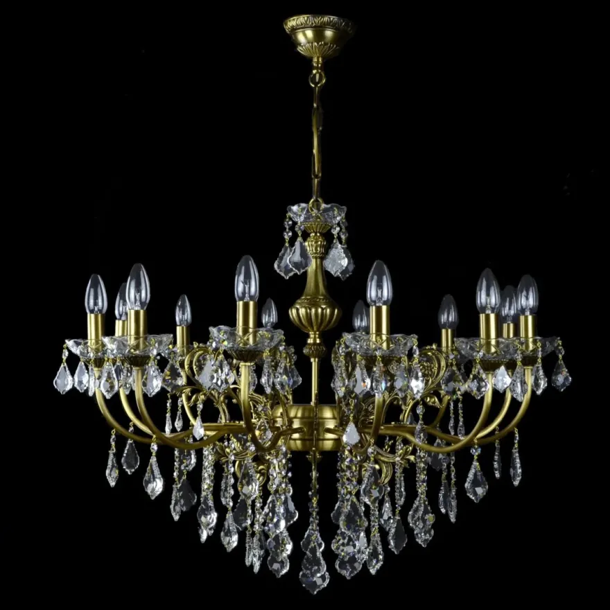 Casa Padrino Luxus Barock Kristall Kronleuchter Gold Ø 83 x H. 60 cm - Prunkvolle Messing Kronleuchter mit böhmischem Kristallglas - Barock Möbel - Edel & Prunkvoll